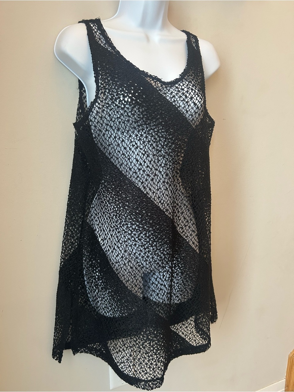 Vintage CoverMe Sheer Black Swim Suit Cover - Statement Design Oversized Small